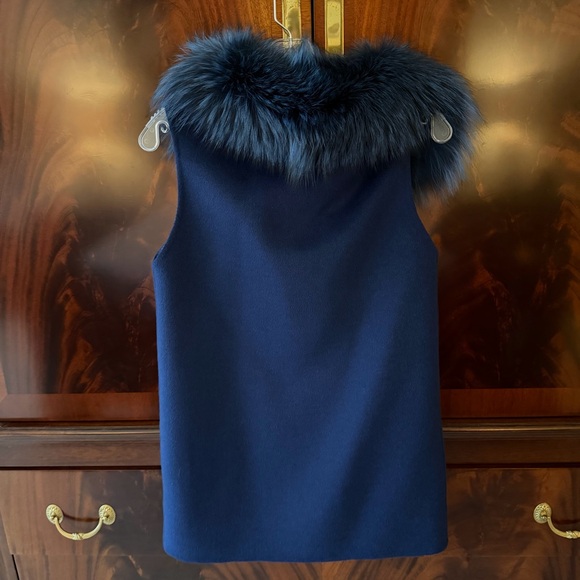 Diomi Blue Double-Breasted Vest Dress w/ Detachable Fur & Cape - Picture 5 of 14